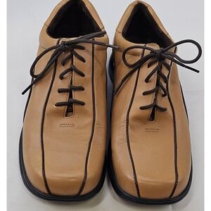 Worthington Womens Tan Leather Square Toe Lace Up Oxford Shoes 10M 19963-B